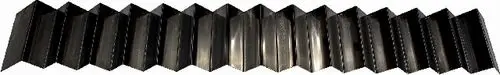 Turbolator von Wolf, bestehend aus mehreren gefalteten Metallplatten, in linearer Anordnung zur Verbesserung des Luftstroms in der MK-1-260 Einheit.